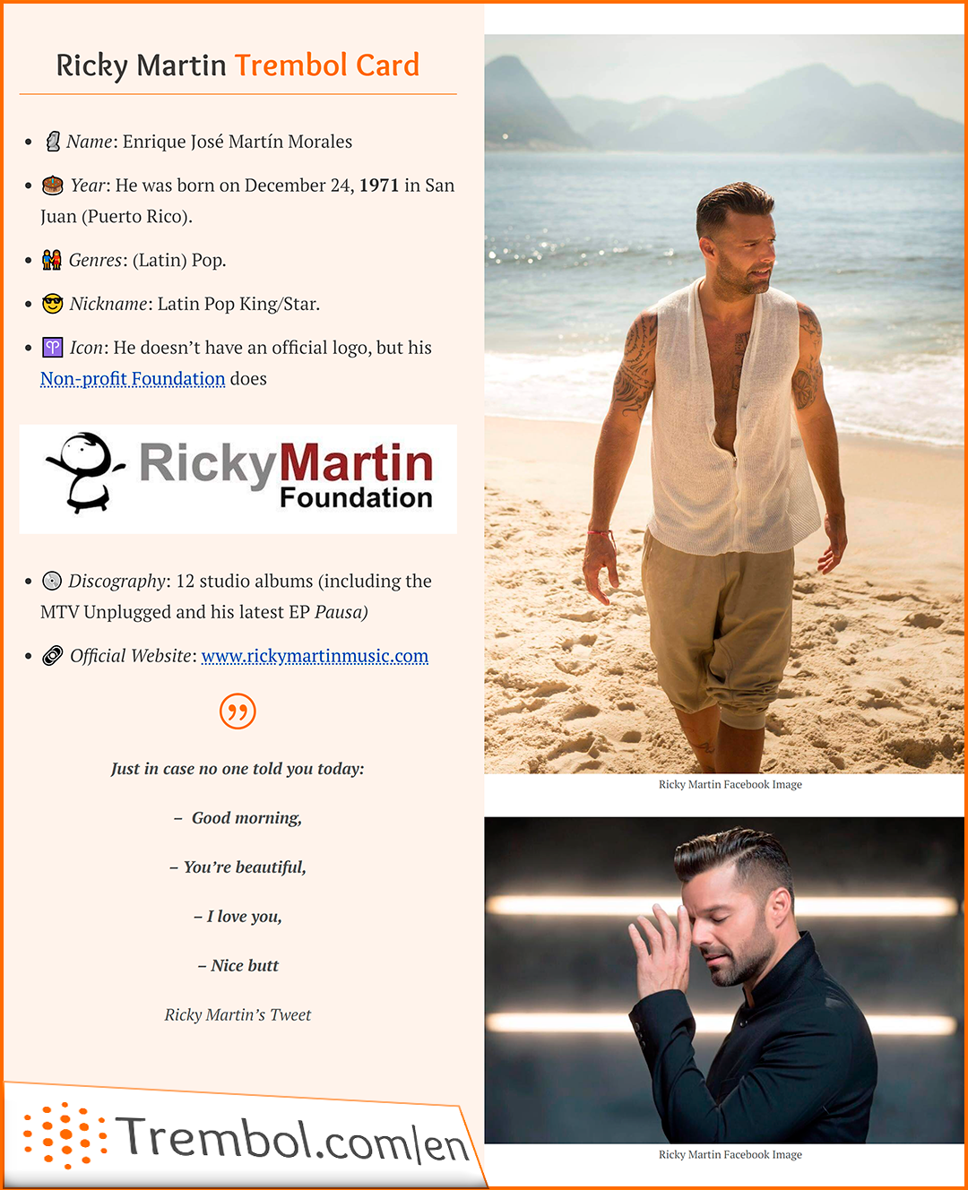 Ricky Martin Trembol Card Ricky Martin Trembol Card