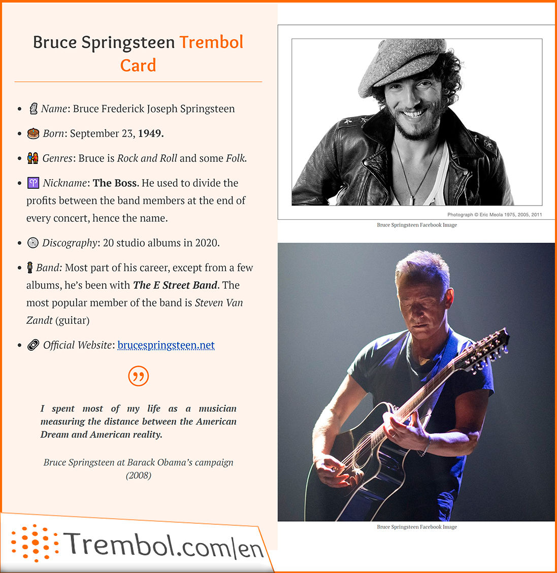 Bruce Springsteen Trembol Card Bruce Springsteen Trembol Card