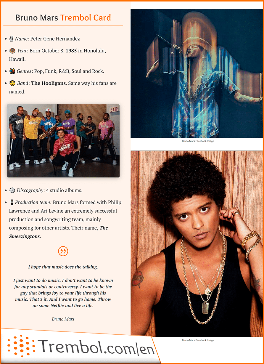Bio Bruno Mars EN Joaquin Rodrigo Trembol Card