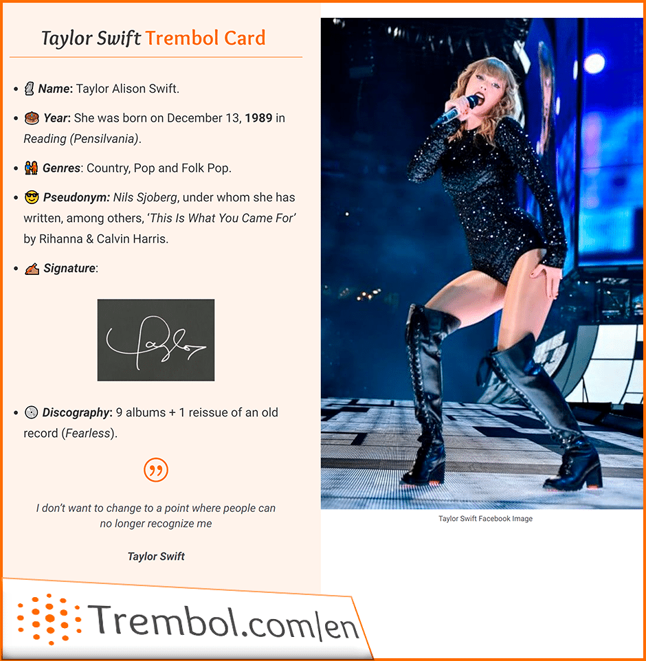 Bio Taylor Swift EN Disturbed Trembol Card